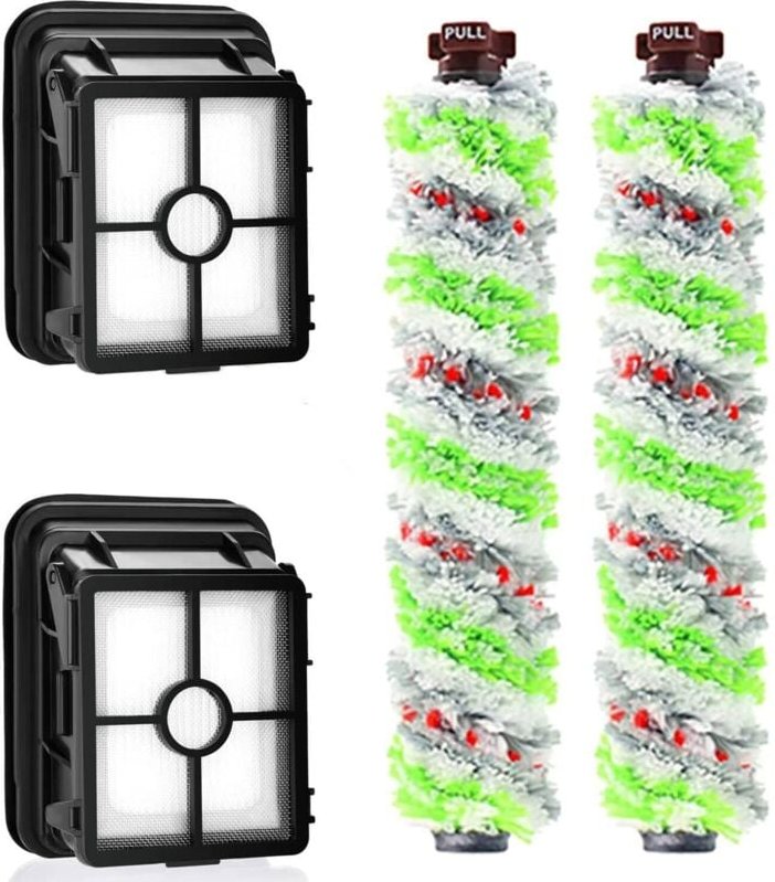 2er-Pack Ersatzfilter und 2er-Pack Bissell Crosswave 3-in-1-Mehrzweck-Bürstenrollen für Bissell CrossWave 1866 1785 2052...