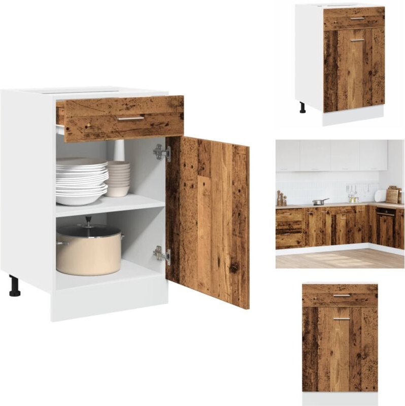 Schubunterschrank Altholz-Optik 50x46x81,5 cm Holzwerkstoff - Küchenschrank - Küchenschränke - Küchenmöbel - Lagerschran...