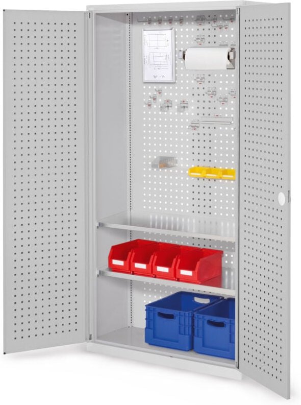 Kappes ®RasterPlan Werkzeugschrank 1950x1000m Modell 5 Tiefe 410mm Lochplattentüren lichtgrau