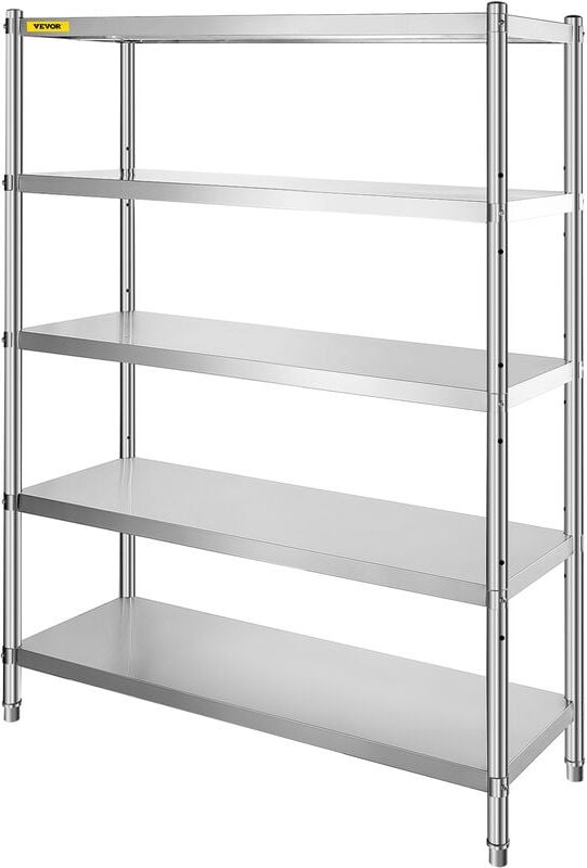 12.2 x 47 x 18.3cm Küchenregal Standregal 6 Böden Edelstahlregal Gastro Schwelastregal 150 kg Lagerregal - Vevor