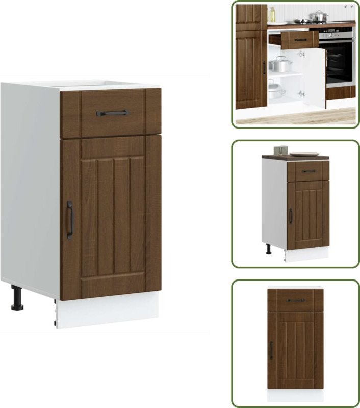 Küchen-Unterschrank Lucca Braun Eichen-Optik Holzwerkstoff - Küchenunterschrank - Küchenunterschränke - Spülenunterschra...