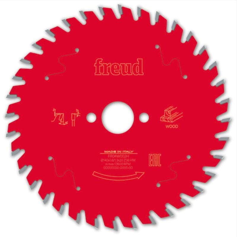 Freud - Sägeblatt für kabelgebundene/kabellose Handkreissäge Ø140 1,8/1,3 A20 Z36 ba 10° - F03FS09668 -FR04W002H