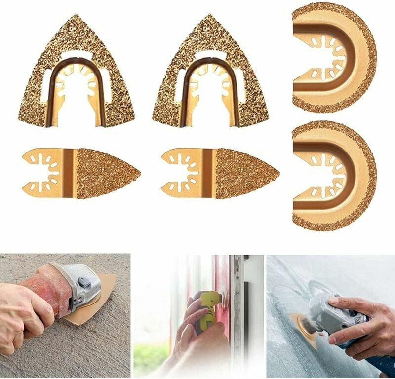 Universelle dreieckige Halbkreis-Multitool-Diamant-Hartmetall-Oszillationssägeblätter, 6er-Set