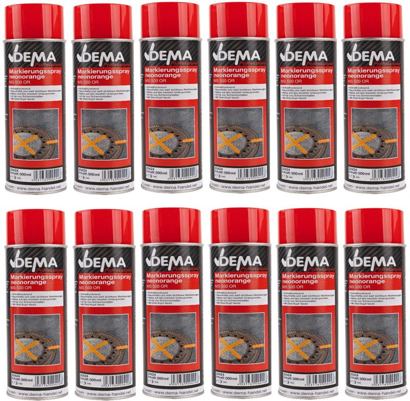 Dema - Markierungsspray / Markierfarbe 500 ml 12-er set neon-orange Markierspray
