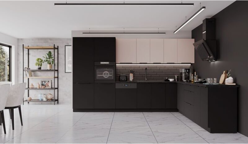Küchen Preisbombe - Winkelküche siena + arona 350x290 cm Küchenzeile Eckküche Küche Kaschmir Schwarz