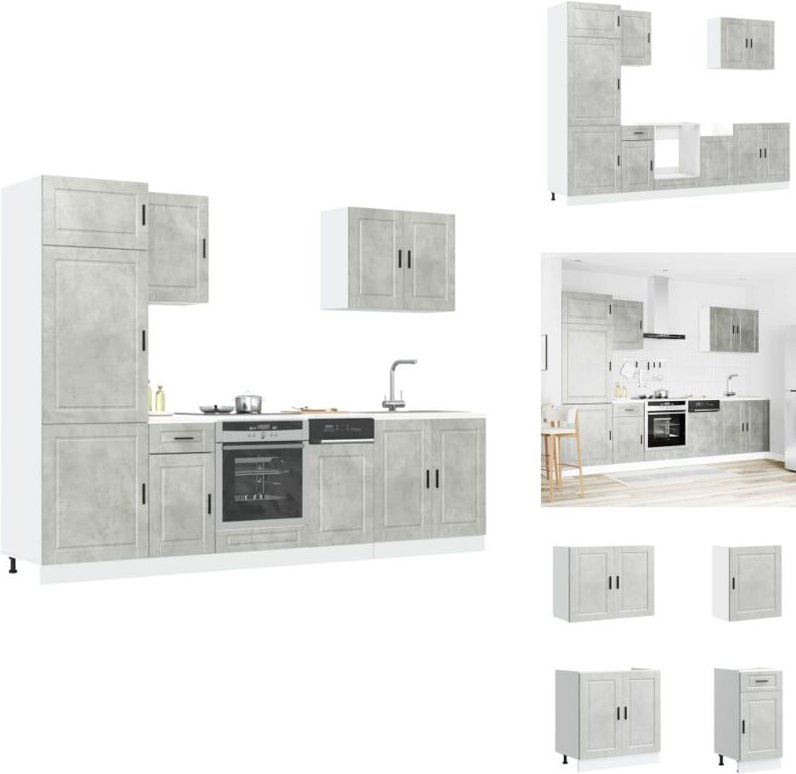 Vidaxl - 7-tlg. Küchenschrank-Set Kalmar Betongrau Holzwerkstoff - Küchenschrank-Set - Küchenschrank-Sets - Küchenzeile ...