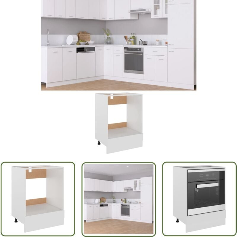 The Living Store Herdumbauschrank Weiß 60x46x81,5 cm Holzwerkstoff - Herdumbauschrank - Küchenschrank - Holzschrank - We...