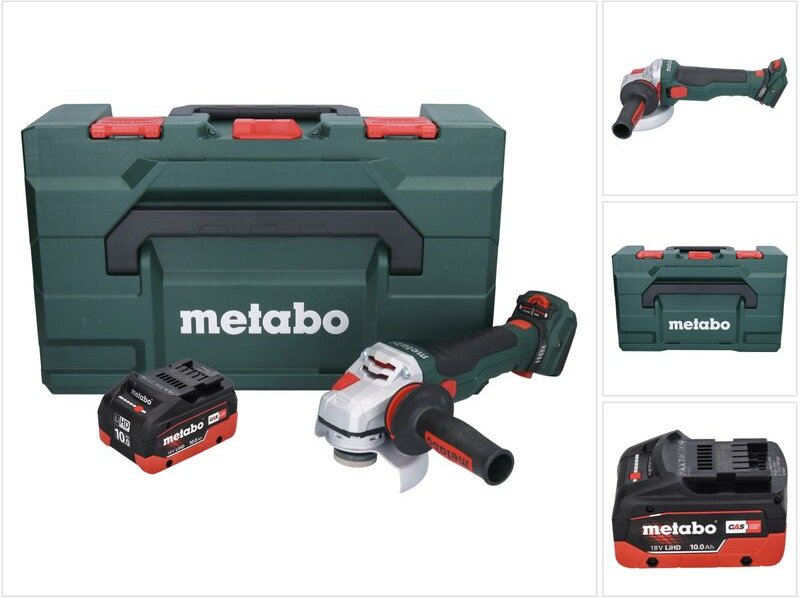 Metabo WVB 18 LTX BL 15-125 Quick Akku Winkelschleifer 18 V 125 mm Brushless + 1x Akku 10,0 Ah + metaBOX - ohne Ladegerä...