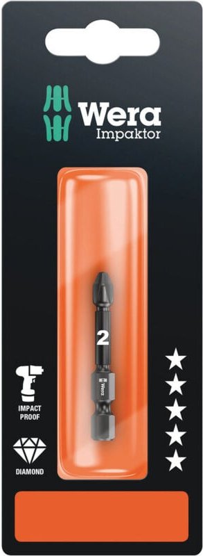 855/4 imp dc sb SiS 05073961001 Kreuzschlitz-Bit pz 2 Werkzeugstahl diamantbeschichtet f 6.3 1 - Wera