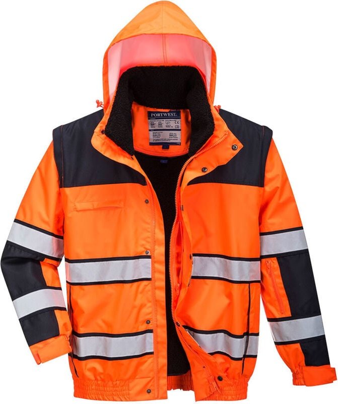 HiVis 3-in-1 Jacke Orange/Schwarz 4XL