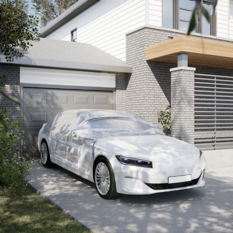 Autoabdeckung Halbgarage mit Haken Silbern l peva Vidaxl
