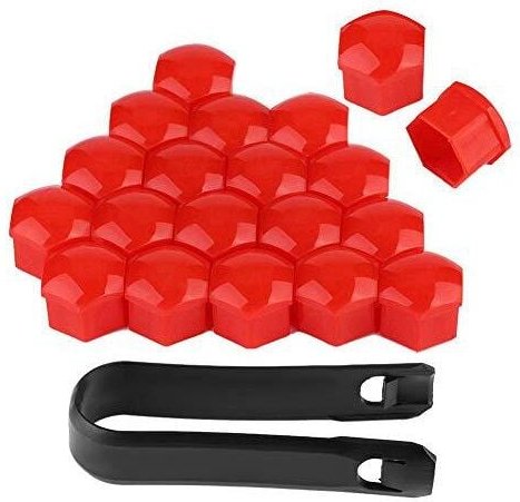 20 Stück 17 mm Auto-Radmutter-Abdeckungen, Auto-Außennaben-Schraubenabdeckungen, Bolzenschutz (rot)