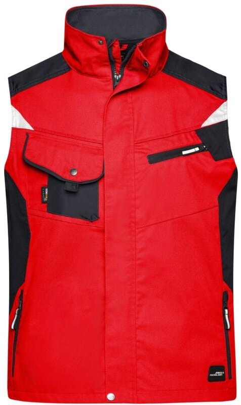James&nicholson - Workwear Weste JN822 Gr. 5XL red/black