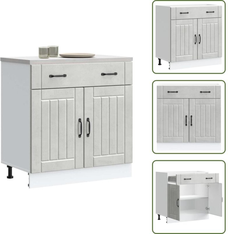 Küchen-Unterschrank Lucca Betongrau Holzwerkstoff - Küchenunterschrank - Küchenunterschränke - Spülenunterschrank - Unte...