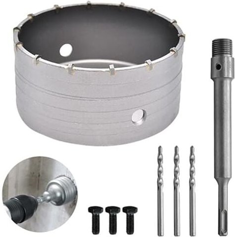160-mm-Bimetall-Lochsäge für Betonfliesen, Betonkernbohrer, mit 220-mm-SDS-Plus-Adapter und 3 x 110-mm-Zentrierbohrern, ...