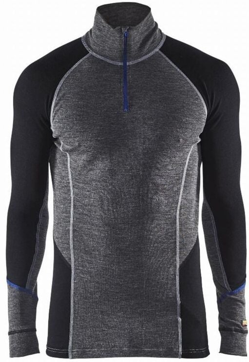 Oberteil für Unterwäsche mit Reißverschlusskragen WARM 4899 - Grau/Schwarz L