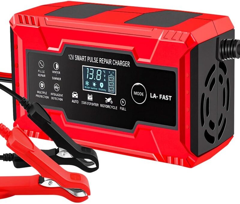 Intelligentes Batterieladegerät, 12 V/24 V, 6 A, Erhaltungsladegerät und automatische Reparaturfunktion, für Blei-Säure-...