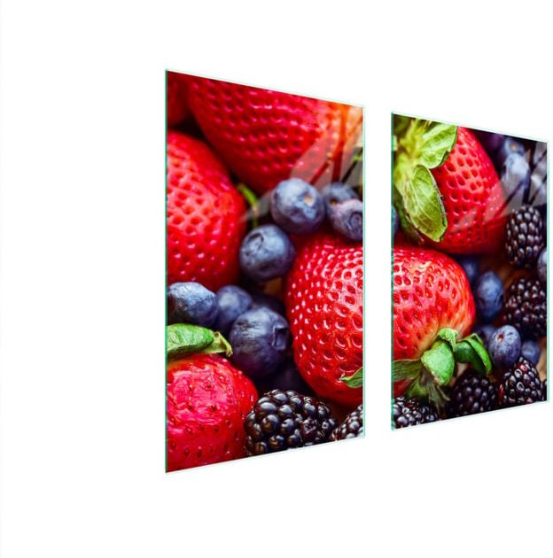 GLASSCHUTZPLATTE FÜR KÜCHE 65x52 ERDBEEREN