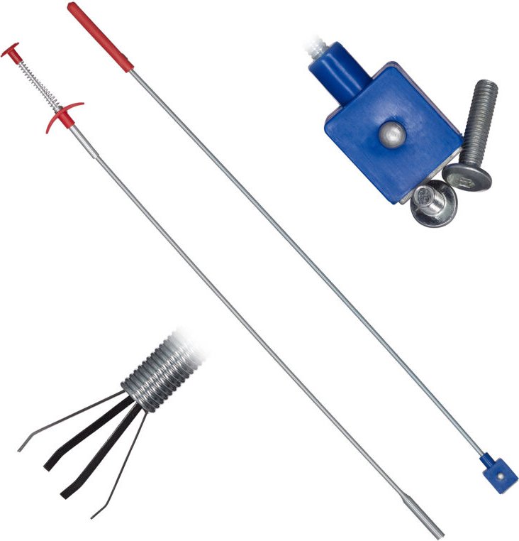 4 tlg. Greifwerkzeug Set, Magnetheber, Krallengreifer flexibel, Greifkralle, Magnet, biegsam, 600 mm, silber