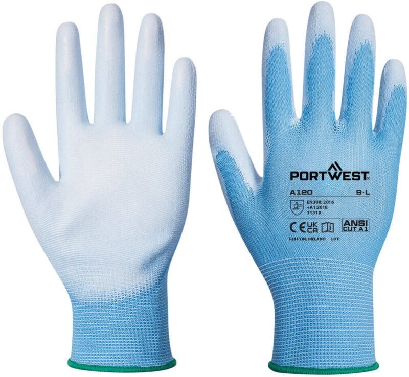 PU-beschichtete blaue Handschuhe L - Größe 9