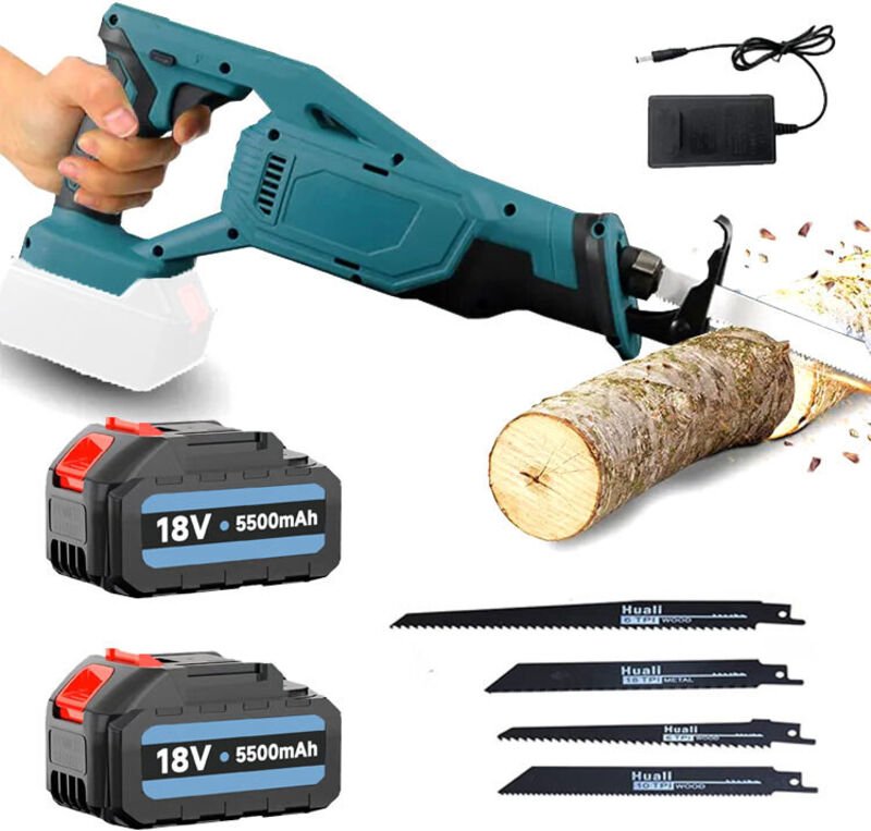 Sägeblatt, Akku-Sägeblatt, Säbelsägeblatt, 4x Blatt, für Holz Kunststoff und Metall, 2x Akku und 5500mAh Ladegerät, komp...