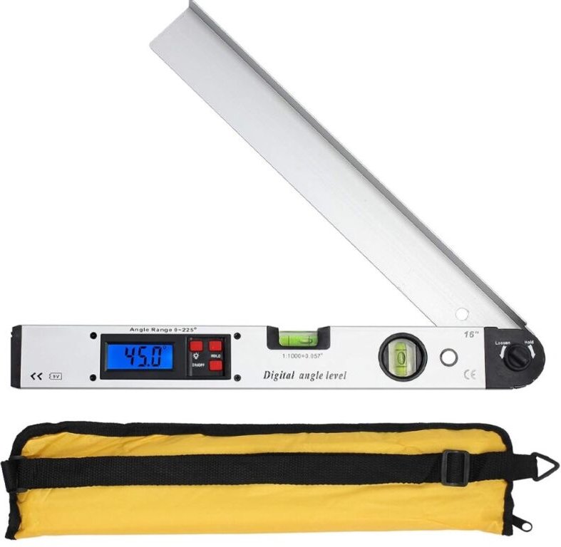 0–225° digitaler Winkelmesser 400 mm/16 Zoll digitales horizontales Winkellineal mit LCD-Hintergrundbeleuchtung, Wasserw...