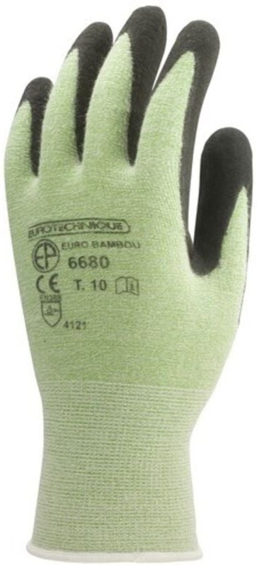 Satz mit 10 Paar Arbeitshandschuhen EUROBAMBOU Nylpdex, Handfläche end NFT, schwarz, Größe 10