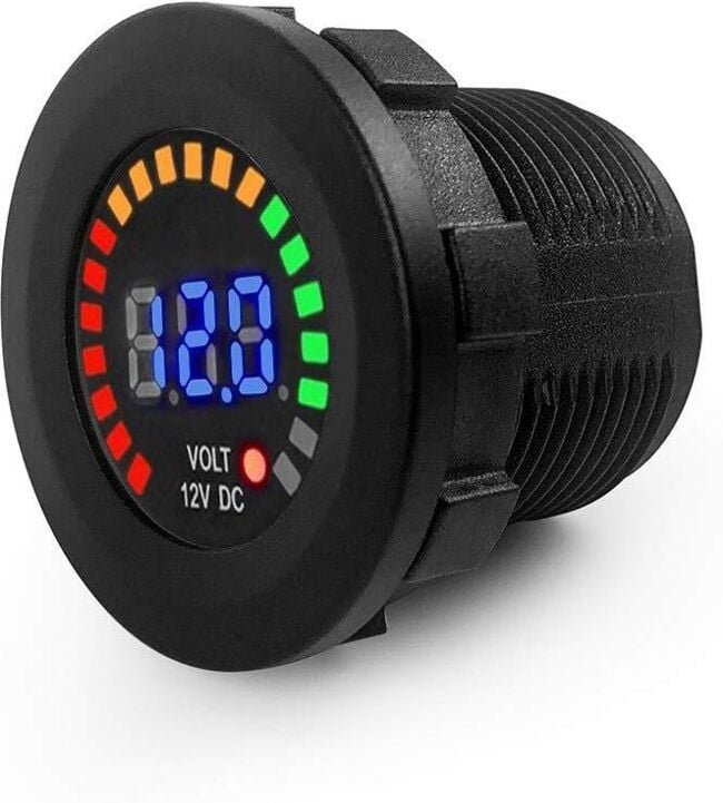 Voltmeter-Tester, Motorrad-Auto-Voltmeter, 12 V mit LED-Digitalanzeige, für Boote, Seefahrzeuge, Motorräder, Autos