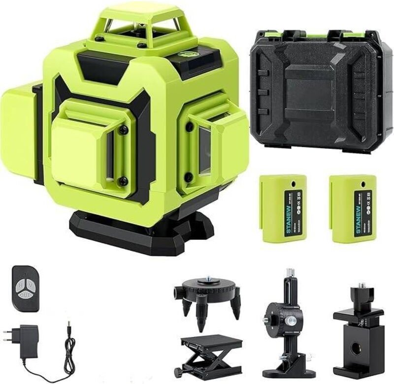 360°x 4 selbstnivellierende Baustellenlaser-Wasserwaage, 4D 16-Linien-Laser-Wasserwaage, automatische Nivellierung, dreh...