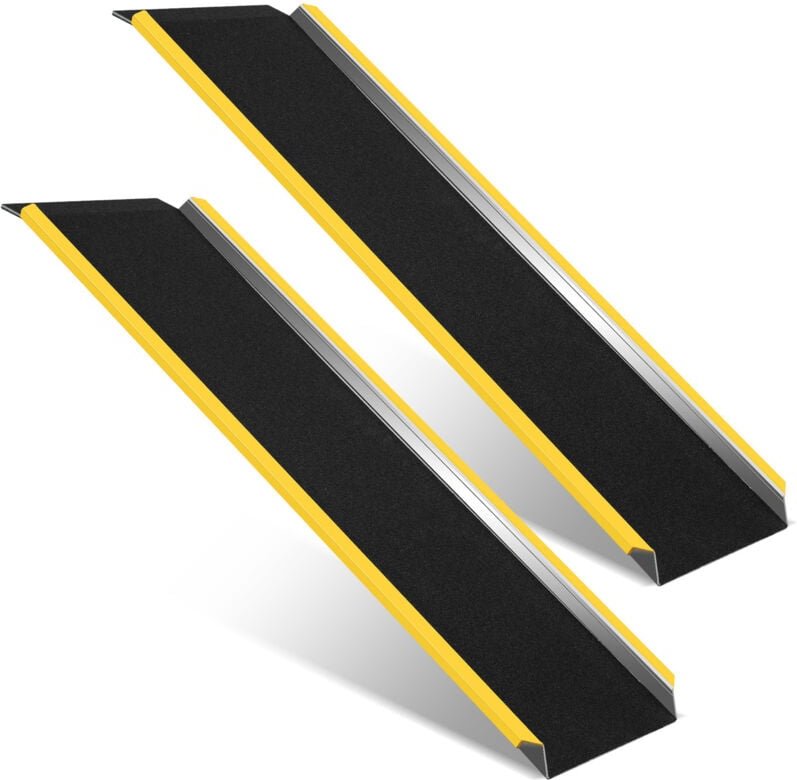 Hengda - swanew 2X Auffahrrampe Rollstuhlrampe mit gelben Warnstreifen Verladerampe Verladeschiene Auto Laderampe für Mo...