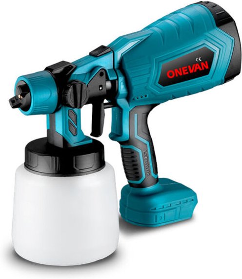 Onevan - Akku Farbsprühsystem 1000ML mit 3 Düsen für Lack/Lasur/Wandfarbe - kompatibel mit Makita 18V Akkus(ohne Akku)