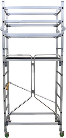Rollgerüst aus Alu klappbar : max. Arbeitshöhe : 4.05m, mit Stufenaufgleich - AL205/P/SPP