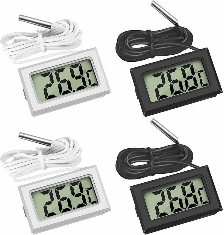 Thumbnail - Alovez - Mini-Digital-LCD-Thermometer mit Temperaturfühler, Sensortester, (2x Schwarz, 2x Weiß)