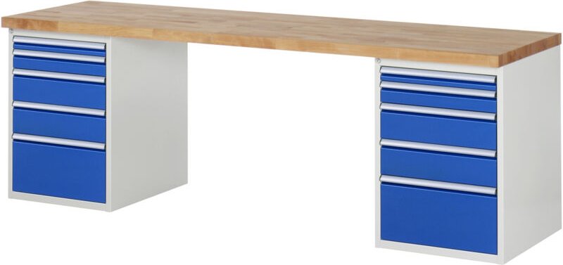 Werkbank Modell 7511 mit 10 Schubladen BxTxH 2500x900x840mm - RAU