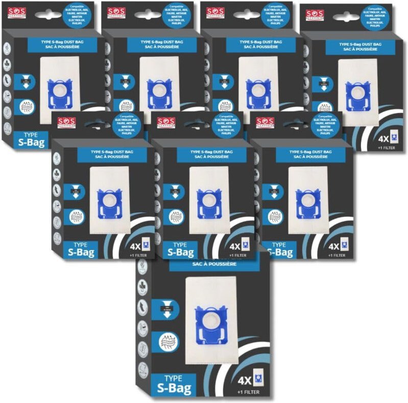 Ersatzteil - Lot de 8 boîtes de 4 sacs type s-bag - Electrolux tornado, aeg, essentiel b, volta