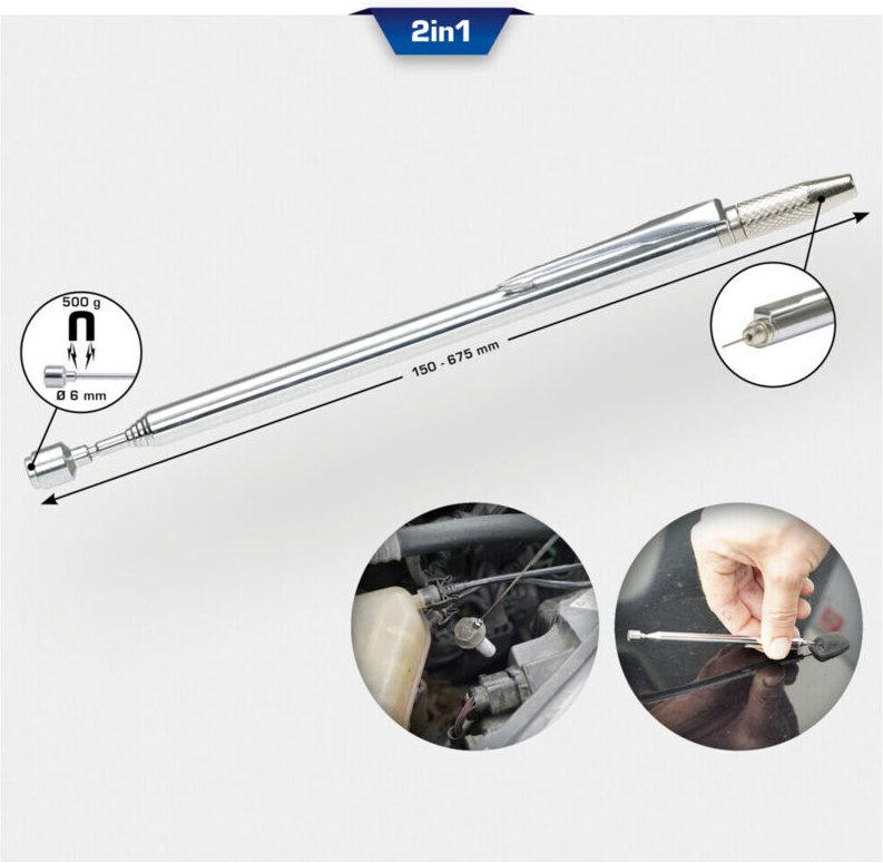 Thumbnail - Brilliant Tools - 2in1 Teleskop-Magnetheber mit Waschdüsenreinigungs- und einstellwerkzeug