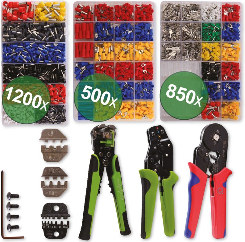 QUADRIOS Zangen-Set 22T016, Maxi mit Zubehör, 1200x Aderendhülsen