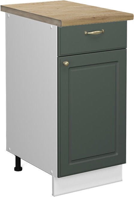 Vicco - Küchenunterschrank Fame-Line, Grün-Gold Landhaus, 40 cm , ap Eiche