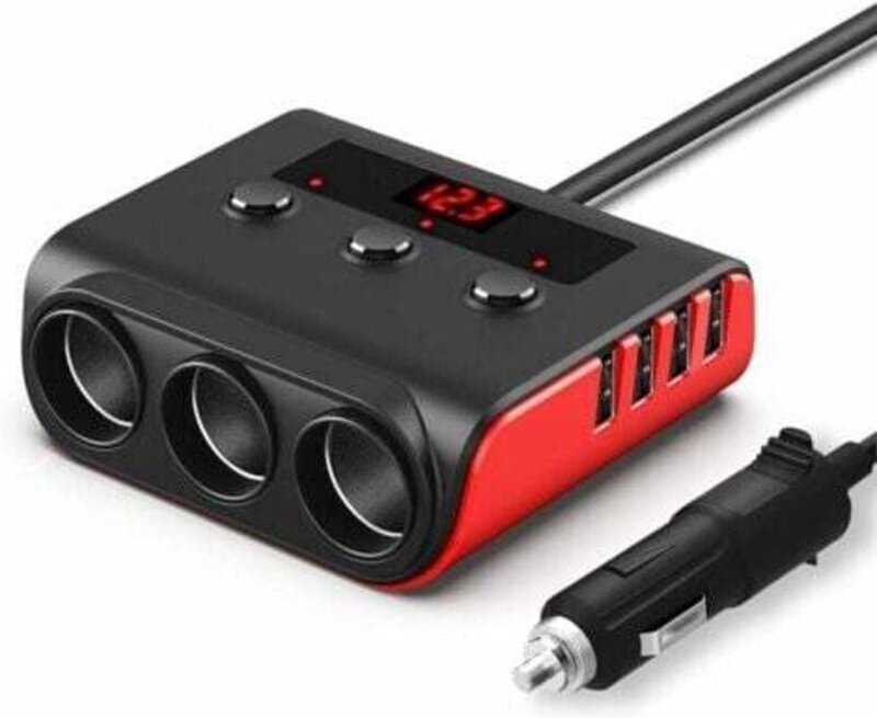 Thumbnail - USB-Autoladegerät, Schnellladung, Zigarettenanzünder-Adapter, 12 V/24 v, 3,6 a, 100 w, 4 USB-Anschlüsse, Splitter, 3 Ste...