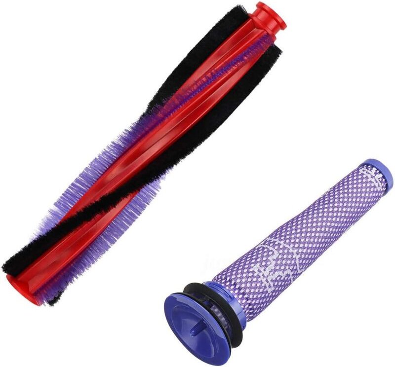 Staubsauger-Rollenbürste für Dyson V6/DC59/DC62/SV03, Ersatzset (1 Bürstenrolle 185 mm und 1 Hepa-Filter)