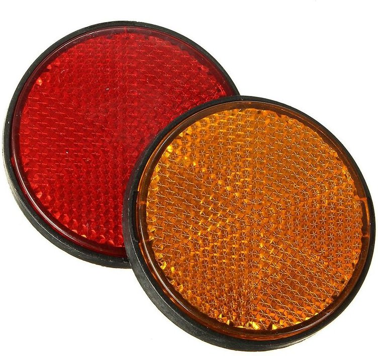 2 Stück 2 Zoll runde rote und orange Reflektoren Universal für Motorrad ATV Bike Dirt Bike