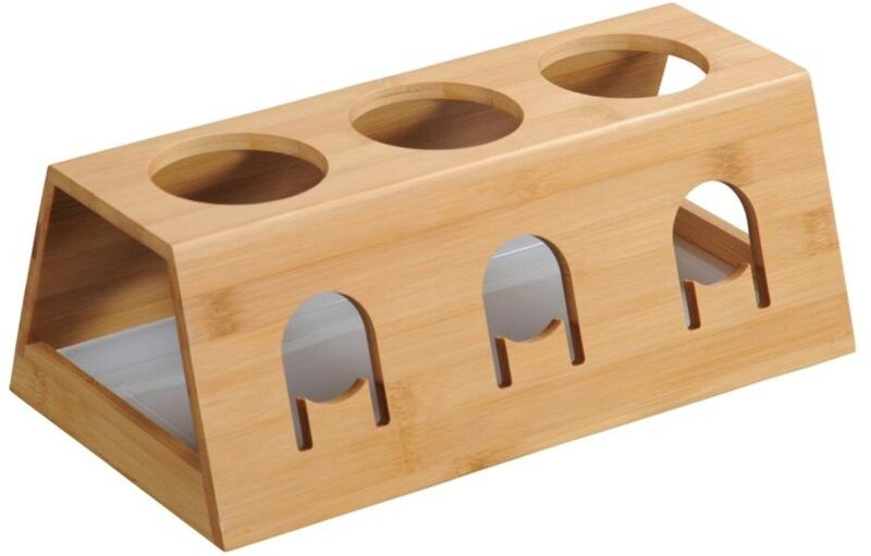 Flaschenhalter für Wasserflaschen aus Bambus Abtropfgestell für 3 Flaschen Flaschenständer Abtropfständer