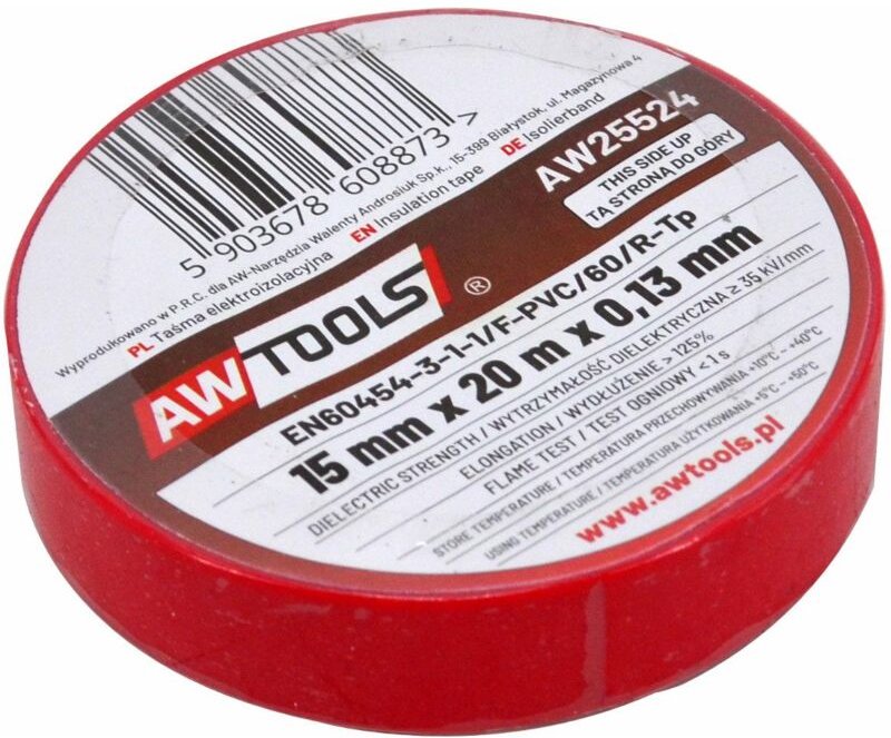 Awtools taśma izolacyjna 19mm x 20m czerwona