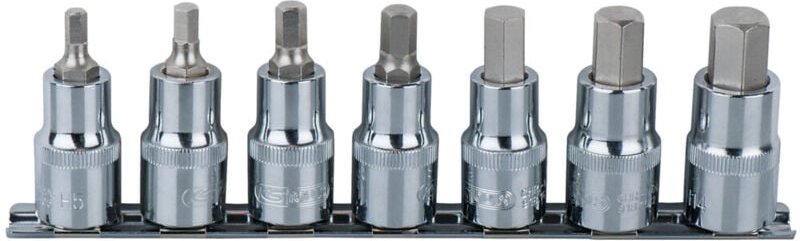 1/2' CHROMEplus Bit-Stecknuss-Satz Innensechskant, 7-tlg 5-14mm,kurz