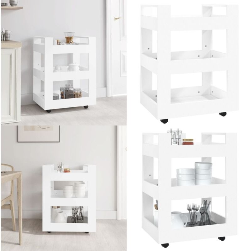 Küchenwagen Weiß 60x45x80 cm Holzwerkstoff - Küchenwagen - Kücheninsel - Küchenregale - Holzwerkstoff Möbel - Weißer Küc...