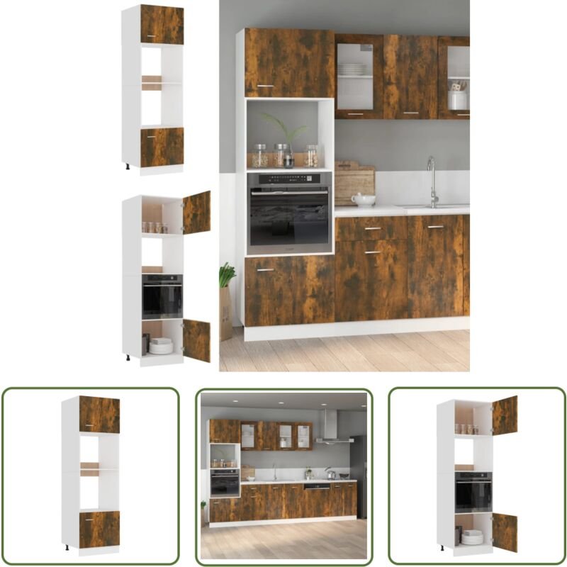 Mikrowellenumbauschrank Räuchereiche 60x57x207 cm Holzwerkstoff - Küchenmöbel - Holzschrank - Hängeschrank - Küche Organ...