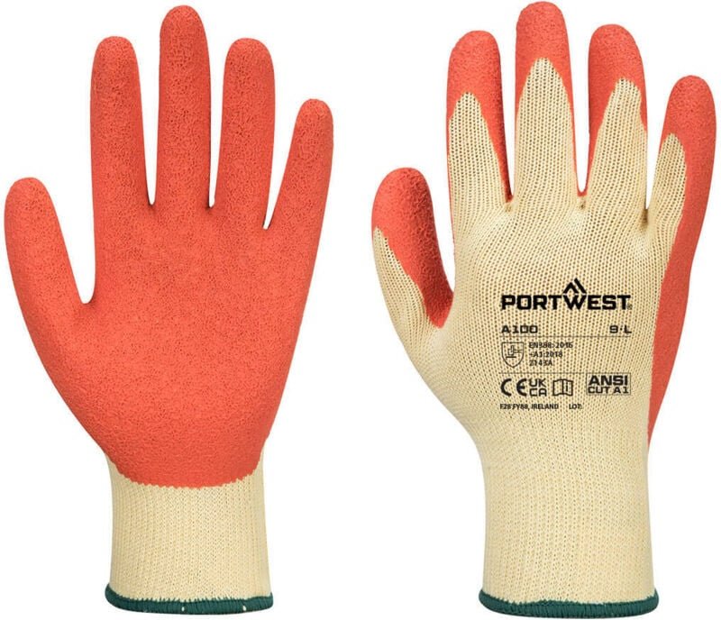 Latex-Beschichtete Handschuhe Orange M - Größe 8