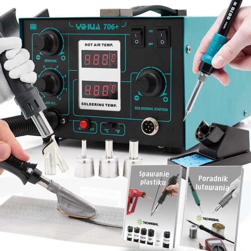 Yihua 706+ 2in1 Lötstation + Schuhdüse + Lötkolben zum Glätten von Kunststoff