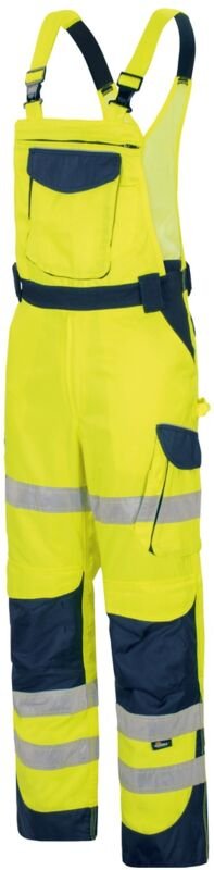 Vizwell - Herren Warnschutz-Kontrast-Latzhose VWTC115 Gr. 58 gelb/marine