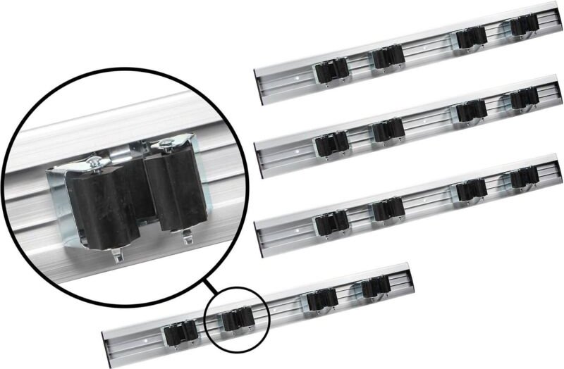 4x Wandhalter Werkzeugleiste für Gartengeräte Besen Rundstiele Klemmleiste